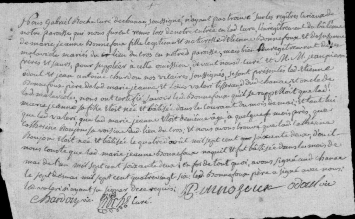Généalogie Anecdotes Registre Chanac 1786 Note Omission Baptême