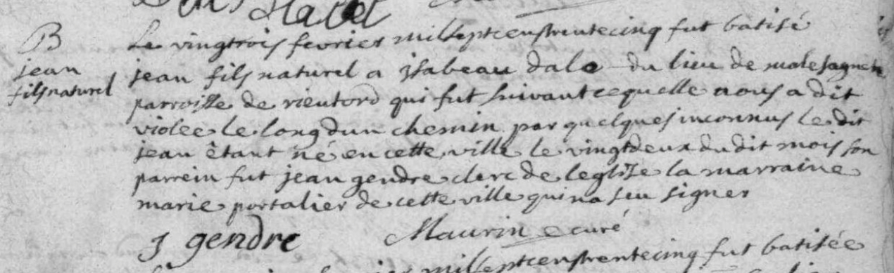 Généalogie Anecdotes Registre Marvejols 1735 Acte Baptême Viol