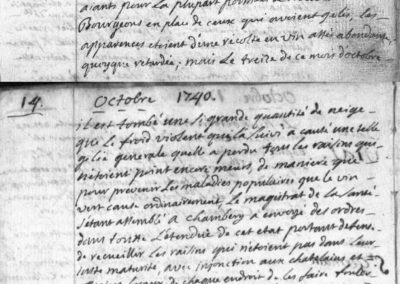 Généalogie Anecdotes Registre Saint-Pierre-d'Albigny 1740 Climat Gelée