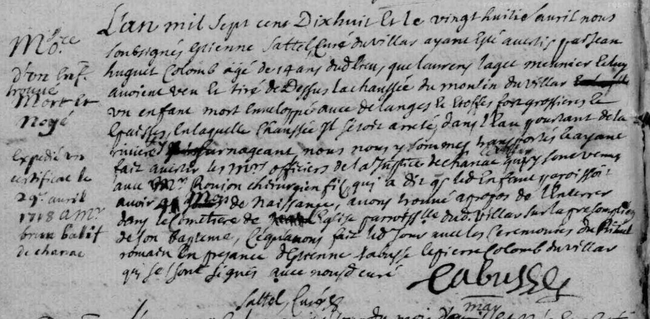 Généalogie Anecdotes Registre Chanac 1718 Insolites Chaussée
